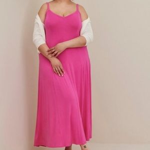 Torrid Size 1 Pink Trapeze Maxi Dress 14 16 - Pink Glo